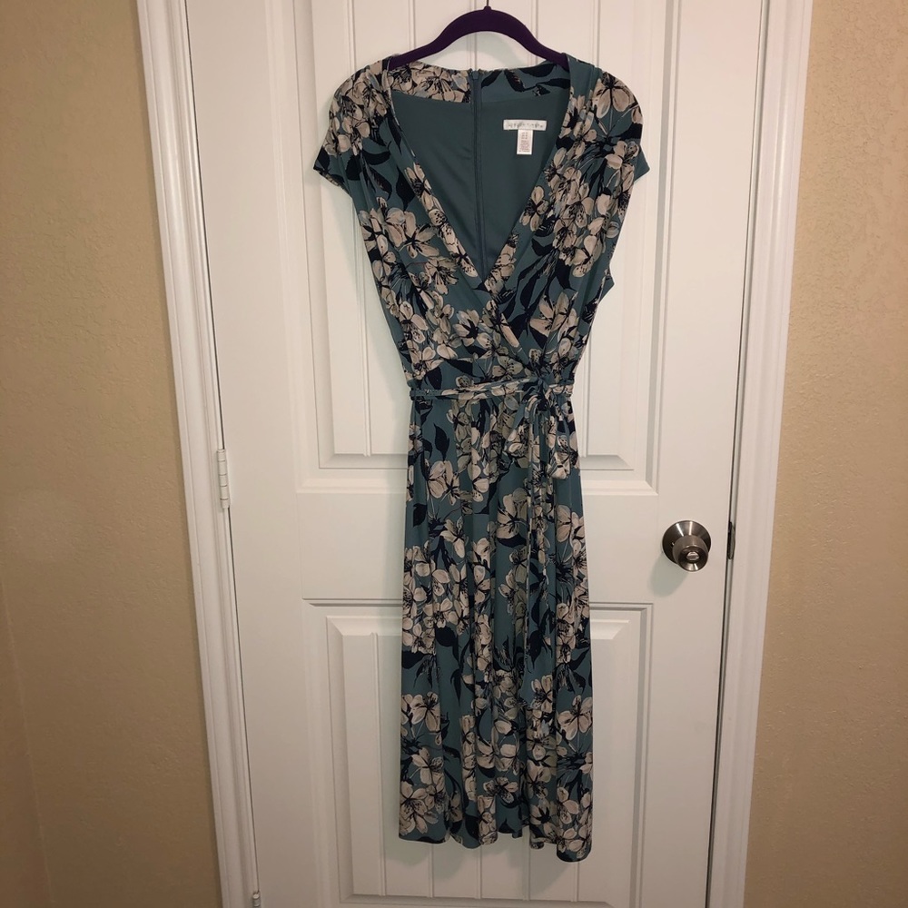 London Times Faux-Wrap Floral Dress